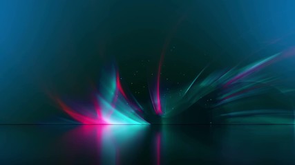 Wall Mural - Light beams with gentle shimmering particles gradient background. 4K UHD video template seamless loop animation.