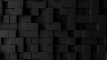 Dark Squares Abstract Background. Realistic Wall Of Cubes