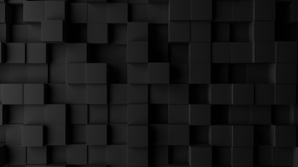 dark squares abstract background. realistic wall of cubes