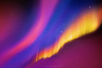 Sticker - night starry sky. northern lights. purple blue yellow aurora borealis