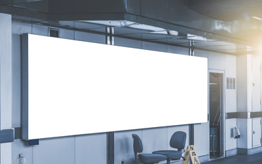 Wall Mural - blank billboard white screen led perspective indoor for advertising display interior hall undergroun