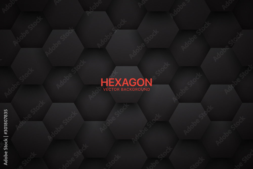 3D Vector Technological Hexagonal Blocks Dark Gray Abstract Background ...