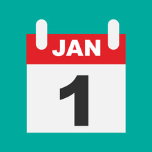 Calendar 1st January Icon Isolated On White Background. Vector Illustration.