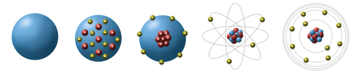 evolution of atomic model from different scientists show historical models of the atom use for basic