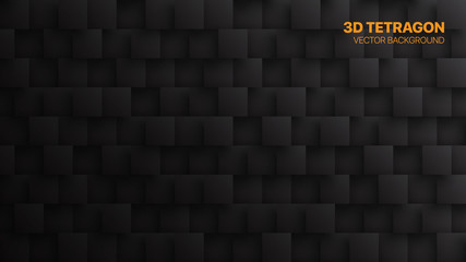 Wall Mural - conceptual 3d vector square blocks technological dark abstract background. science technology tetrag