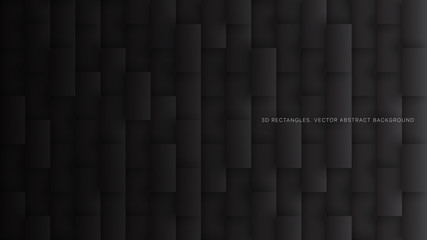 Wall Mural - 3d vector rectangles pattern simple dark gray abstract background. three dimensional science technol