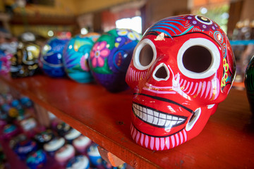 Skull Sale at Day of the Dead in Mexico