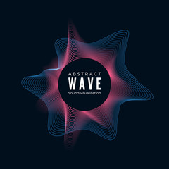 Wall Mural - design of digital radial sound waves. abstract audio equalizer effect. dynamic spectrum of music imp