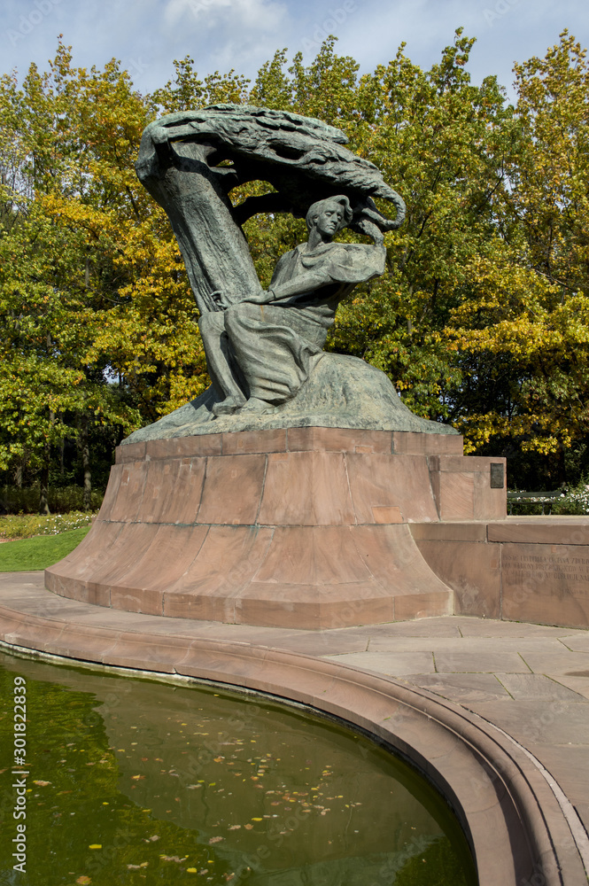 Pomnik Chopina, Szopen, Łazienki Królewskie, Warszawa, Polska - obrazy, fototapety, plakaty 