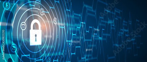 Cuadros en Lienzo Cybersecurity and information or network protection
