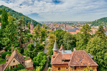 Heidelberg town on Neckar river in Baden-Wurttemberg, Germany