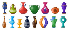 Vase For Flower Cartoon Vector Illustration On White Background . Pottery Vase Set Icon.Vector Illustration Set Icon Ceramic Pot And Jug.