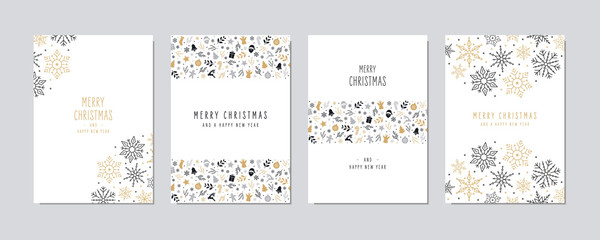 Wall Mural - christmas card set. merry christmas icon greeting text lettering card set white background vector.