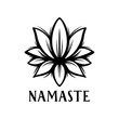 Namaste sign. Yoga center emblem. Vector vintage illustration.