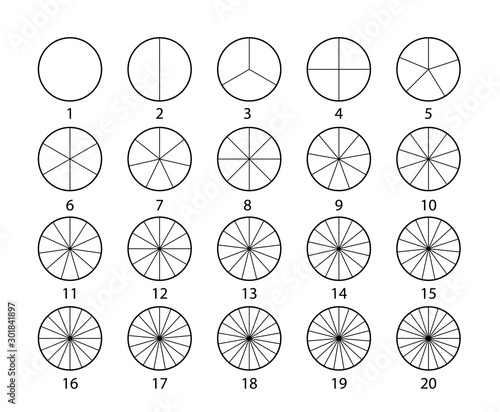 Segmented circles set isolated on a white background Poster Mural XXL