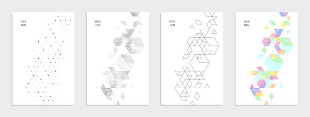 Abstract geometric technological banner. Corporate identity flyer. Vector set background.