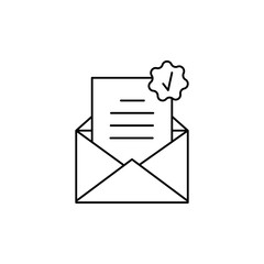 Check, message, email icon. Simple line, outline vector of information transfer icons for ui and ux, website or mobile application