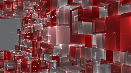 Wall Mural - vector abstract 3d crystal. a view of the roofs of the city, a large chaotic set of glass pendants.
