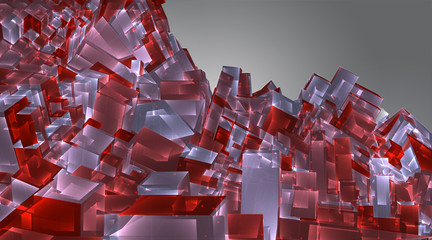 Wall Mural - vector abstract 3d crystal. a view of the roofs of the city, a large chaotic set of glass pendants.