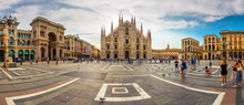 Cathedral Duomo Di Milano And Vittorio Emanuele Gallery In Square Piazza Duomo At Sunrise, Milan, Italy, Europe