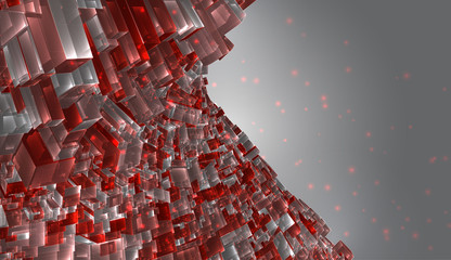 Wall Mural - vector abstract 3d crystal. a view of the roofs of the city, a large chaotic set of glass pendants.