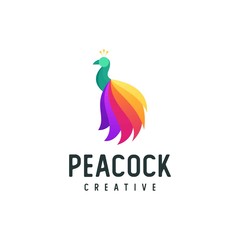 Wall Mural - colorful peacock logo, vector illustration of modern animal