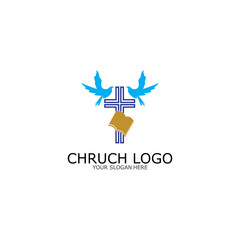 logo church.christian symbol,the bible and the cross of jesus christ-vector