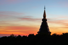 Beautiful Landscape, Landmark Of Pagoda In Doi Inthanon National Park At Chiang Mai, Thailand