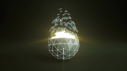 Wall Mural - sci-fi polygonal ball with glowing core. abstract futuristic sci-fi or space technology concept. sea