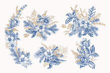 Blue Vintage Winter Bouquets.
