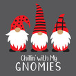 Vector illustration of cute holiday Christmas gnomes in red and black costume.