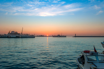 Poster - Istanbul, Turkey, 4 January 2012: City Lines and Sunset at Kadikoy district