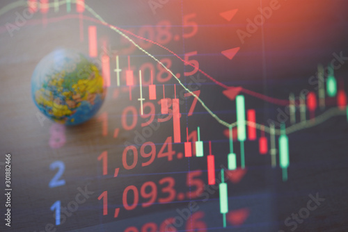 Fotografía World economy crisis stock market exchange loss forex trading graph investment i
