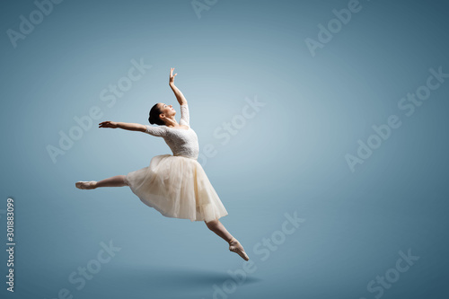 Ballerina and digital grid . Mixed media