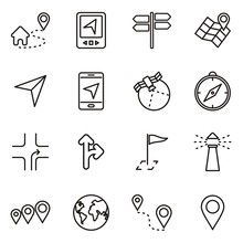 Navigation Technology Icon Set Collection