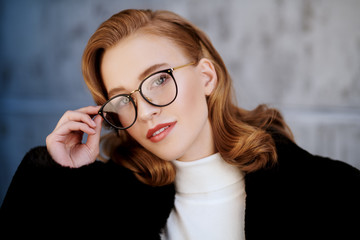 business lady in glasses