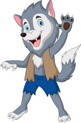 Cartoon the werewolf waving hand