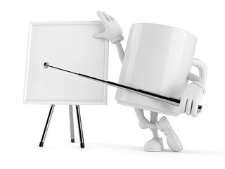 Wall Mural - Mug character with blank whiteboard