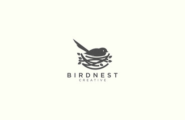 Amazing bird and nest logo design 