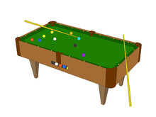 Billiard Table. Isolated On White Background. 3d Vector Outline Illustration.