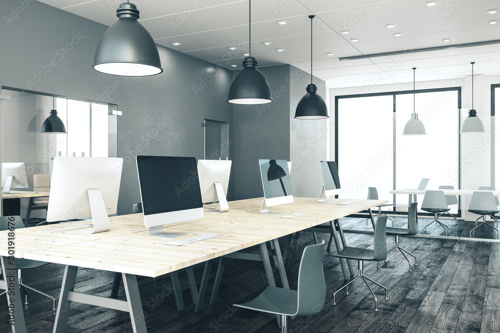 office interior with panoramic city view