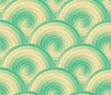 Circular Waves Gradient Seamless Green Ivory