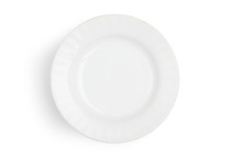Top View (flat Lay) Of Front White Ceramic Dish On Isolated Background With Clipping Path.