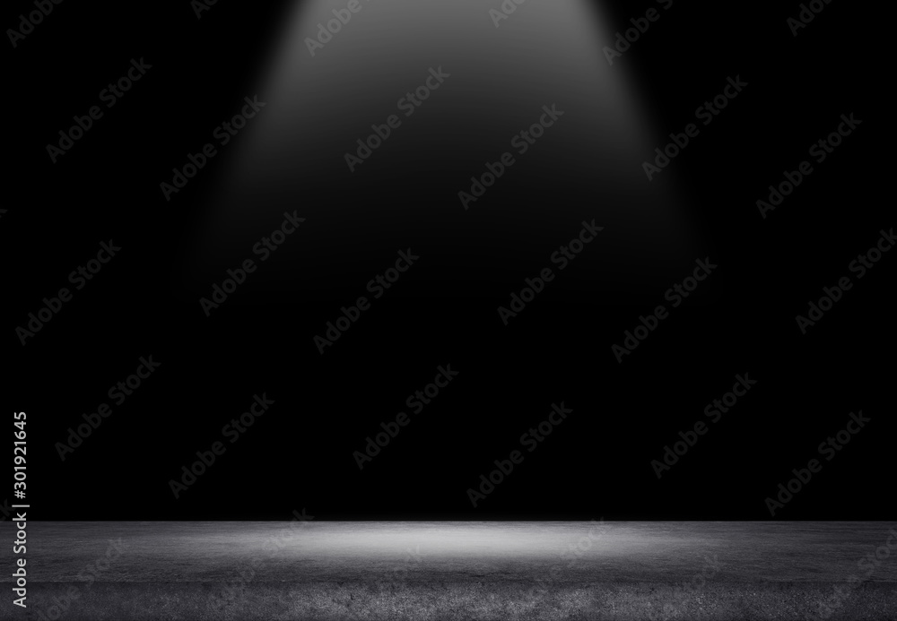 Concrete Studio room with gradient background and light fair. Abstract ...