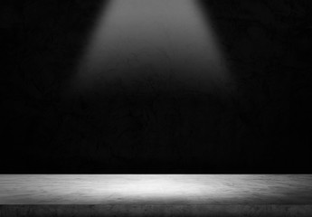 Wall Mural - concrete studio room with gradient background and light fair. abstract black floor gradient backgrou