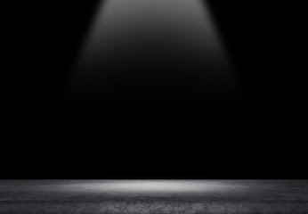 Wall Mural - concrete studio room with gradient background and light fair. abstract black floor gradient backgrou