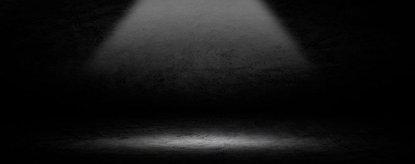 Wall Mural - concrete studio room with gradient background and light fair. abstract black floor gradient backgrou