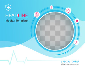 Wall Mural - template design and flat icons for a report and medical brochure design.