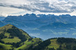 Swiss Alps as seen from Queen of the mountains - Mount Rigi in canton of Schwyz