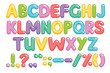 Funny children font with color letters. Colorful alphabet on a white background. Vector illustration.